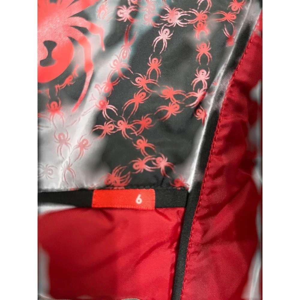 Kids‎ Spyder Ski Snow Jacket Black Red Spider Web Print Size 6